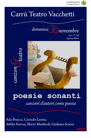 Poesie sonanti
Carrù - Teatro F.lli Vacchetti
ore 17.30 - ingresso libero